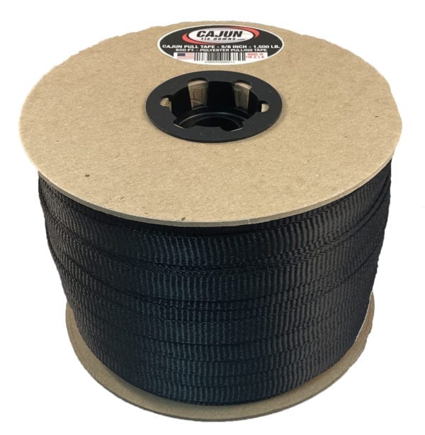 500 Feet 1,200 lb - Pull Tape Cajun Pull  Line 1/2 Inch Black Polyester 