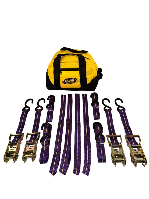 1 Inch Heavy Duty Ratchet Strap Kit - Purple Straps
