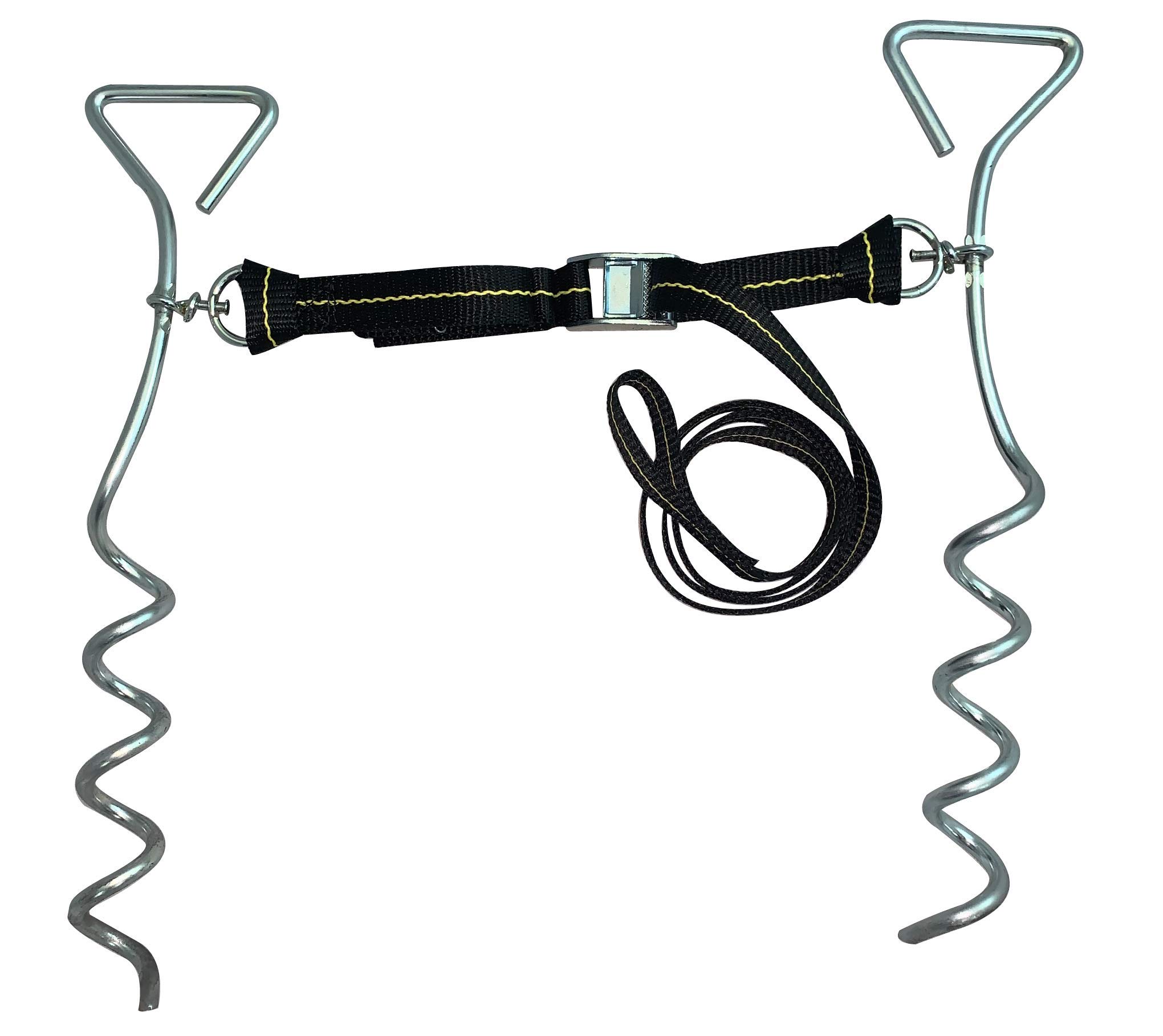 Basket ball goal anchor kit - 2 screw in ground anchors with a cambuckle strap between the two anchors