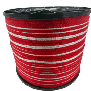 1 1/4" Red & White Reflective Barrier Webbing