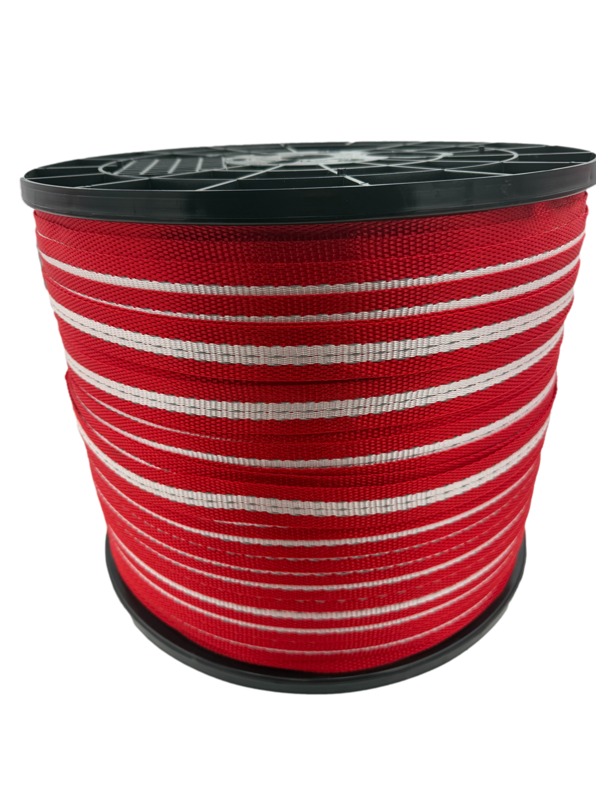 1 1/4" Red & White Reflective Barrier Webbing
